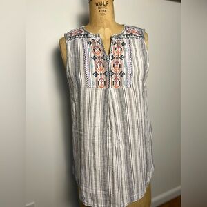 beachlunchlounge  small long sleeveless top linen and cotton blend